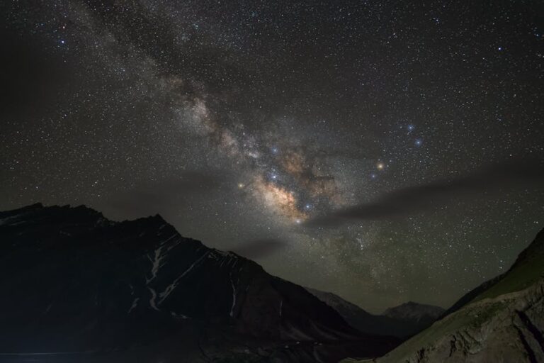 Captivating view of the Milky Way over the mountains in Kaza, India. A perfect night sky scene.