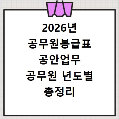 2026년 공무원봉급표 공안업무 공무원 년도별 총정리