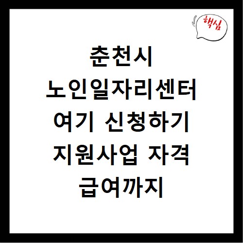 춘천시 노인일자리센터 여기 신청하기 지원사업 자격 급여까지