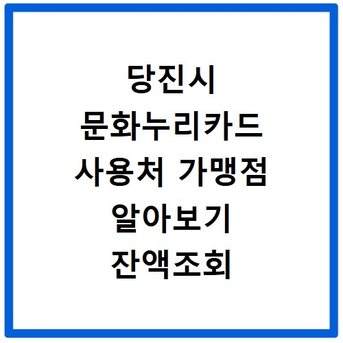 당진시 문화누리카드 사용처 가맹점 알아보기 잔액조회 방법까지