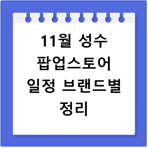 11월 성수 팝업스토어 일정 브랜드별 정리