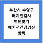 부산시 수영구 배치전검사 병원찾기 배치전건강검진 항목 비용조회