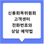 신용회복위원회 고객센터 전화번호와 상담 예약법