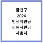 금천구 2026 민생지원금 피해지원금 사용처 총정리