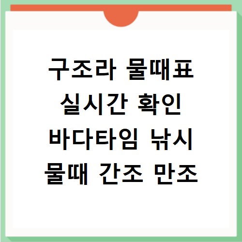 구조라 물때표 실시간 확인 바다타임 낚시 물때 간조 만조