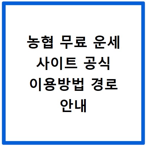 농협 무료 운세 사이트 공식 이용방법 경로 안내