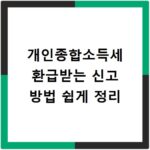 개인종합소득세 환급받는 신고 방법 쉽게 정리