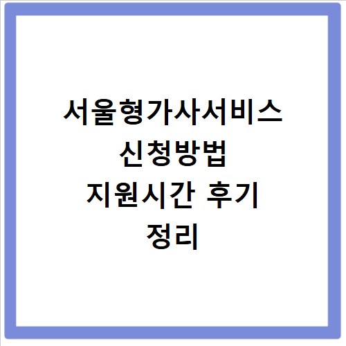 서울형가사서비스 신청방법 지원시간 후기 정리