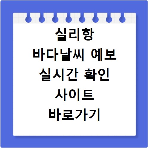 실리항 바다날씨 예보 실시간 확인 사이트 바로가기