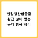 연말정산환급금 환급 많이 받는 공제 항목 정리
