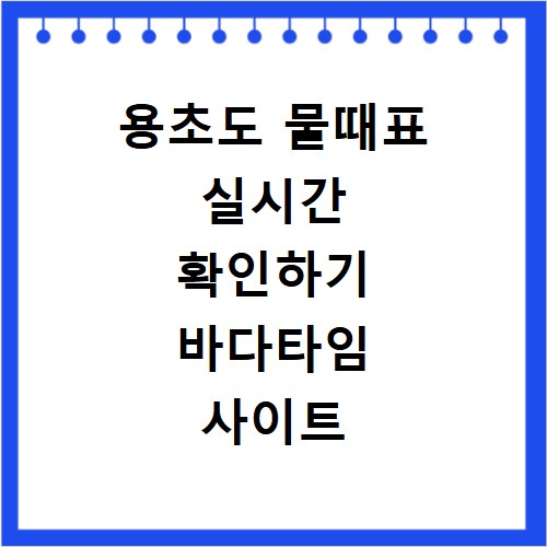 용초도 물때표 실시간 확인하기 바다타임 사이트 바로가기