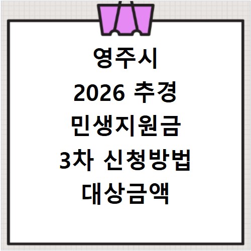 영주시 2026 추경 민생지원금 3차 신청방법 대상금액