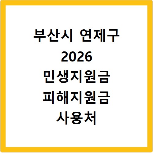 부산시 연제구 2026 민생지원금 피해지원금 사용처 총정리