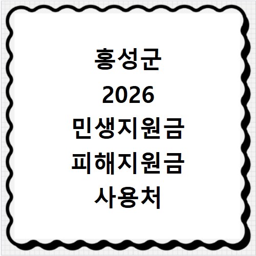 홍성군 2026 민생지원금 피해지원금 사용처 총정리