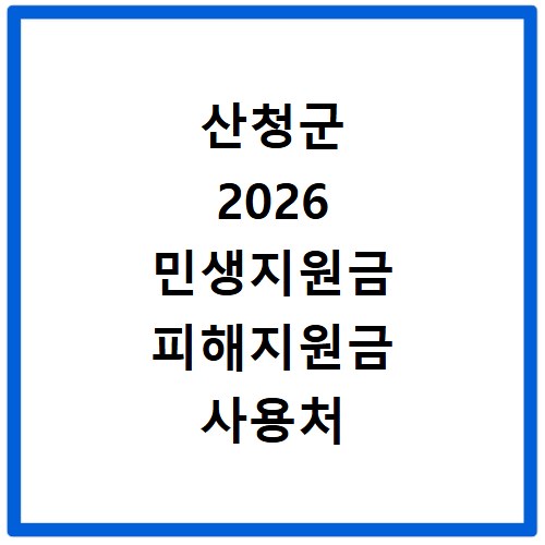 산청군 2026 민생지원금 피해지원금 사용처 총정리
