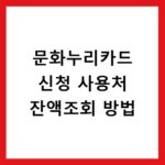 문화누리카드 신청 사용처 잔액조회 방법