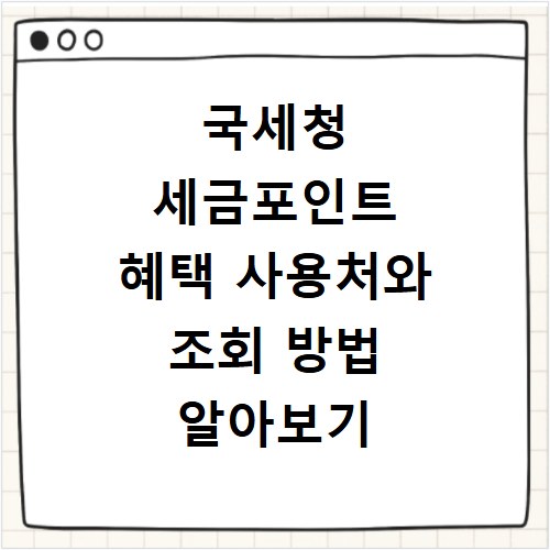 국세청 세금포인트 혜택 사용처와 조회 방법 알아보기