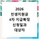 2026 민생지원금 4차 지급확정 신청일과 대상자 확인하기