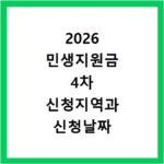2026 민생지원금 4차 신청지역과 신청날짜 지급일 확인하기