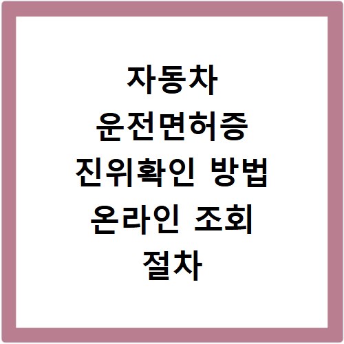 자동차 운전면허증 진위확인 방법 온라인 조회 절차
