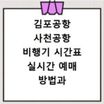 김포공항 사천공항 비행기 시간표 실시간 예매 방법과 운항 정보 확인하기