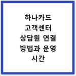 하나카드 고객센터 상담원 연결 방법과 운영 시간 빠르게 확인하는 법