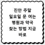 진안 주말 일요일 문 여는 병원과 약국 찾는 방법 지금 바로 확인하기