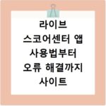라이브 스코어센터 앱 사용법부터 오류 해결까지 사이트 바로가기 총정리
