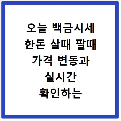 오늘 백금시세 한돈 살때 팔때 가격 변동과 실시간 확인하는 방법