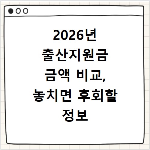 2026년 출산지원금 금액 비교, 놓치면 후회할 정보 확인