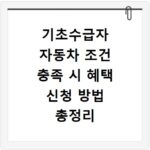 기초수급자 자동차 조건 충족 시 혜택 신청 방법 총정리