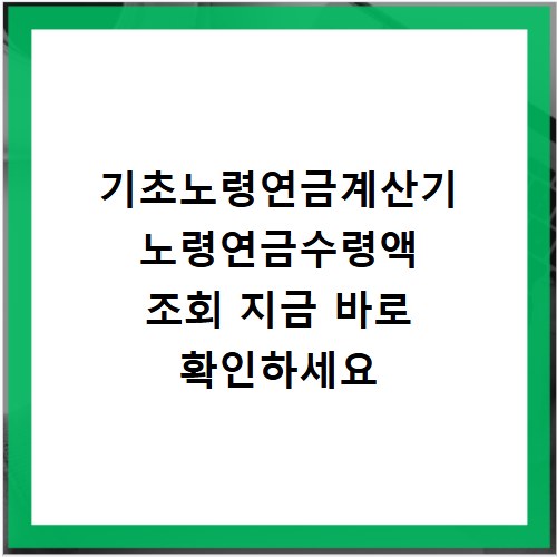 기초노령연금계산기 노령연금수령액 조회 지금 바로 확인하세요