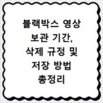 블랙박스 영상 보관 기간, 삭제 규정 및 저장 방법 총정리