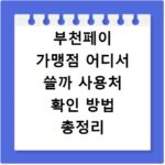 부천페이 가맹점 어디서 쓸까 사용처 확인 방법 총정리