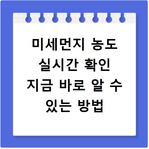미세먼지 농도 실시간 확인 지금 바로 알 수 있는 방법