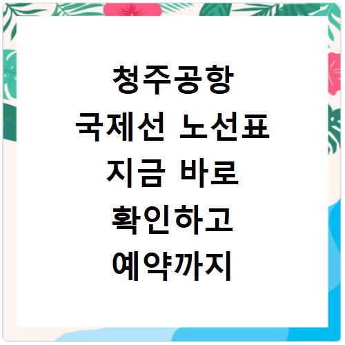 청주공항 국제선 노선표 지금 바로 확인하고 예약까지 쉽게 하세요