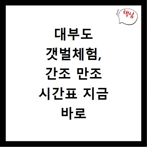 대부도 갯벌체험, 간조 만조 시간표 지금 바로 확인하세요
