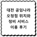 대전 공임나라 오정점 위치와 정비 서비스 이용 후기