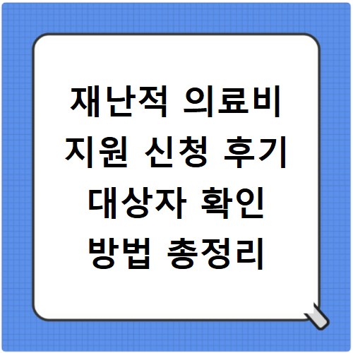재난적 의료비 지원 신청 후기 대상자 확인 방법 총정리