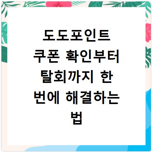 도도포인트 쿠폰 확인부터 탈회까지 한 번에 해결하는 법