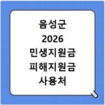 음성군 2026 민생지원금 피해지원금 사용처 확인 방법