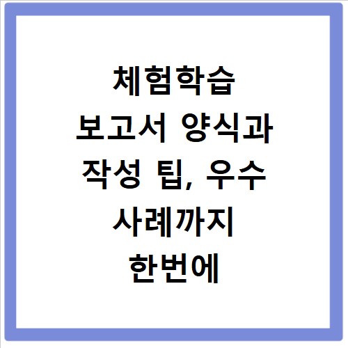 체험학습 보고서 양식과 작성 팁, 우수 사례까지 한번에 해결