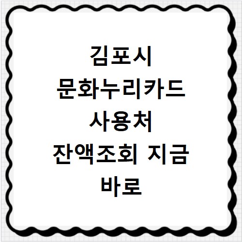 김포시 문화누리카드 사용처 잔액조회 지금 바로 확인하세요