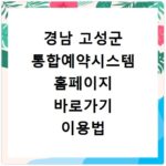경남 고성군 통합예약시스템 홈페이지 바로가기 이용법 상세 안내