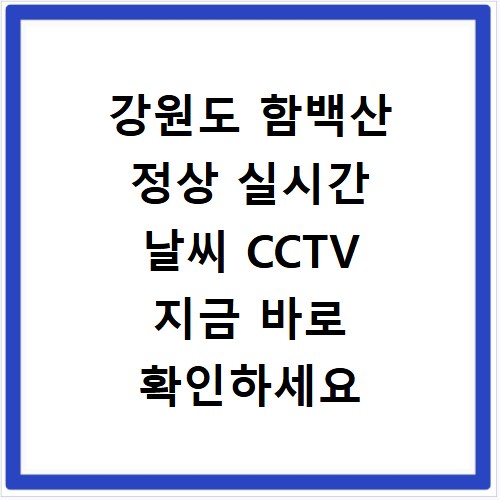 강원도 함백산 정상 실시간 날씨 CCTV 지금 바로 확인하세요