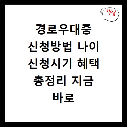 경로우대증 신청방법 나이 신청시기 혜택 총정리 지금 바로 확인