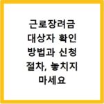 근로장려금 대상자 확인 방법과 신청 절차, 놓치지 마세요