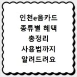 인천e음카드 종류별 혜택 총정리 사용법까지 알려드려요