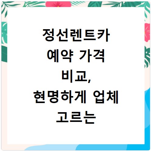 정선렌트카 예약 가격 비교, 현명하게 업체 고르는 꿀팁