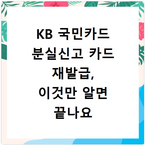 KB 국민카드 분실신고 카드 재발급, 이것만 알면 끝나요